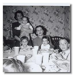 Rosenbaum, Miriam with Wayne, Reesa, Sluff, Eileen, Bobby Mez Dec 1953